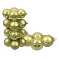 24x stuks glazen kerstballen salie groen (oasis) 8 en 10 cm mat/glans - thumbnail