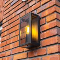 Stella - Dimbare LED Wandlamp - Smoked Glass - Excl. E27 Lichtbron - Max. 60 Watt - IP44 - Zwart - 3 Jaar Garantie - Voor Binnen en Buiten - Wandlantaarn