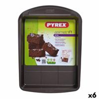 Vierkante mal Pyrex Asimetria Zwart Metaal 28 x 22 cm Rechthoekig (6 Stuks)