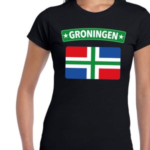 Groningen vlag t-shirt zwart voor dames