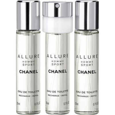 Allure Homme Sport eau de toilette reisverstuiver navullingen, 3x 20 ml
