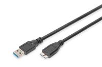Digitus USB-kabel USB 3.2 Gen1 (USB 3.0 / USB 3.1 Gen1) USB-A stekker, USB-micro-B 3.0 stekker 1.00 m Zwart AK-300116-010-S