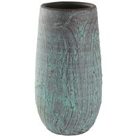 Hoge bloempot/plantenpot vaas van keramiek antiek brons D17 en H37 cm   - - thumbnail
