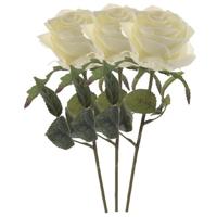 Kunstbloem roos Simone - 3x - wit - 45 cm - decoratie bloemen