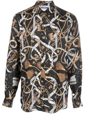 Moschino chemise en soie à imprimé à chaînes - Noir