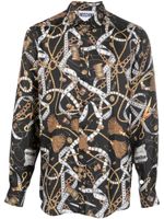 Moschino chemise en soie à imprimé à chaînes - Noir