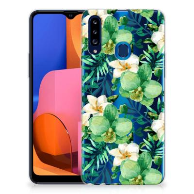 Samsung Galaxy A20s | TPU Case | Orchidee Groen Samsung Galaxy A20s | TPU Case | Orchidee Groen