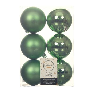 Decoris Kerstballen - 24x st - groen - D8 cm - kunststof - kerstversiering