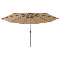 vidaXL Parasol met LED-verlichting en metalen paal 400 cm taupe - thumbnail