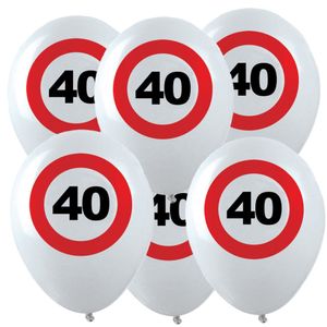 24x Leeftijd verjaardag ballonnen met 40 jaar stopbord opdruk 28 cm