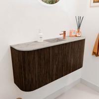 Toiletmeubel Mondiaz Joya Dlux | 93.2 cm | Meubelkleur Walnut | Faye wastafel Glace Wasbak Midden | 1 kraangat