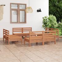 8-delige Loungeset massief grenenhout honingbruin