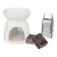 Amberblokjes/geurblokjes cadeauset - musk - inclusief geurbrander en mini rasp - Geurbranders