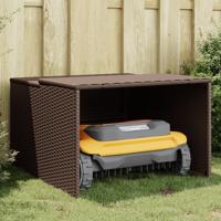 Garage voor robotmaaier 86x90x52/57 cm poly rattan bruin Garage voor robotmaaier 86x90x52/57 cm poly rattan bruin