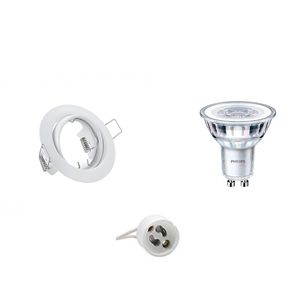 LED Spot Set - GU10 Fitting - Inbouw Rond - Mat Wit - Kantelbaar Ø83mm - Philips - CorePro 830 36D - 3.5W - Warm Wit 3000K