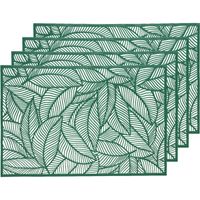4x Placemat/onderzetter groen 30 x 45 cm bladeren motief - Placemats - thumbnail