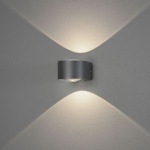 Wandlamp Gela aluminium donkergrijs 2x6W 3000K 980 Lumen 7882-370 Konstsmide