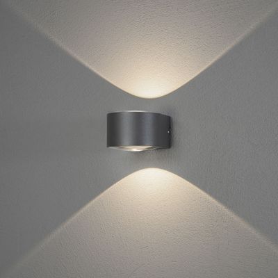 Wandlamp Gela aluminium donkergrijs 2x6W 3000K 980 Lumen 7882-370 Konstsmide