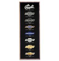 Chevrolet Bowtie Logo Evolution Verticale Houten Wanddecoratie 62 x 22 cm