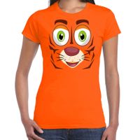 Dieren verkleed t-shirt dames - tijger gezicht - carnavalskleding - oranje Dieren verkleed t-shirt dames - tijger gezicht - carnavalskleding - oranje