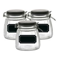 Weckpot/inmaakpot - 6x - 1L - glas - met beugelsluiting - incl. etiketten