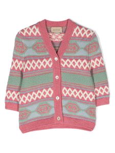 Gucci Kids cardigan en maille intarsia - Rose