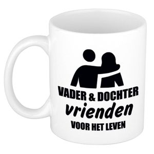 Vader en dochter cadeau koffiemok / theebeker wit 330 ml - Cadeau mokken / Vaderdag   -