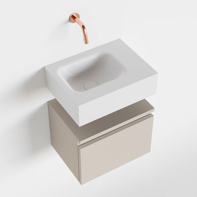 Toiletmeubel Mondiaz Andor | 40 cm | Meubelkleur Linen | Lex vrijhangend wastafel Talc Links | Zonder kraangat