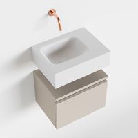 Toiletmeubel Mondiaz Andor | 40 cm | Meubelkleur Linen | Lex vrijhangend wastafel Talc Links | Zonder kraangat