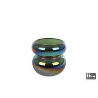 Windlicht Erik metallic groen glas 9x9cm Windlicht Erik metallic groen glas 9x9cm