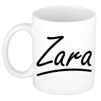 Zara Naam koffiemok - beker - met sierlijke letters - wit - 300 ml - Cadeau - Dames
