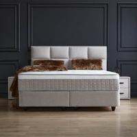 2-Persoons Boxspring met opbergruimte Ayana - Grijs/ Beige 160x200 cm - Pocketvering - Inclusief Topper - Dekbed-Discounter.nl