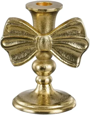 Mica Decorations kandelaar aluminium strik 11x8x13cm goud