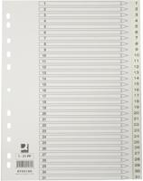 Q-CONNECT tabbladen, A4, PP, 11-gaatsperforatie, met indexblad, set van 1-31, wit