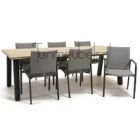 Tuinstoel Anzio dining Light Antracite met Derby 240 cm teaktafel