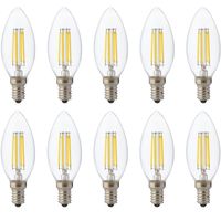 LED Lamp 10 Pack - Kaarslamp - Filament - E14 Fitting - 4W Dimbaar - Warm Wit 2700K - thumbnail