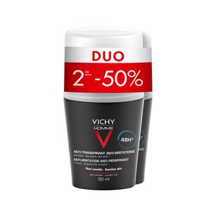 Vichy Homme Deo Gev Huid 48u Roller Duo 2x50ml