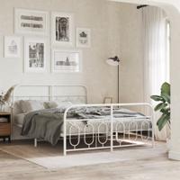 Bedframe met hoofd- en voeteneinde metaal wit 150x200 cm