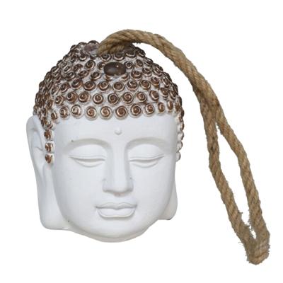 Gerimport Deurstop Buddha - wit- beton - 13 x 13 x 15 cm - woonaccessoires - deurstopper