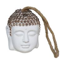 Gerimport Deurstop Buddha - wit- beton - 13 x 13 x 15 cm - woonaccessoires - deurstopper