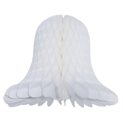Kerstklok lampion - wit - 20 cm - papier - kerstversiering - kerstbel decoratie