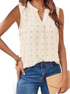 Casual Plain Notched Loose Tank Top