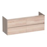 Brauer Inspire - Onderkast - 140 cm - met 4 Softclose Lades Greeploos en 2 Sifon Uitsparingen - Lamellen Eiken Wit