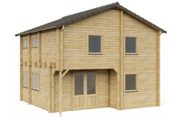 Interflex Chalet 612x612 cm 70 mm vuren blank- Zadeldak- Onbehandeld vurenhout- Interflex