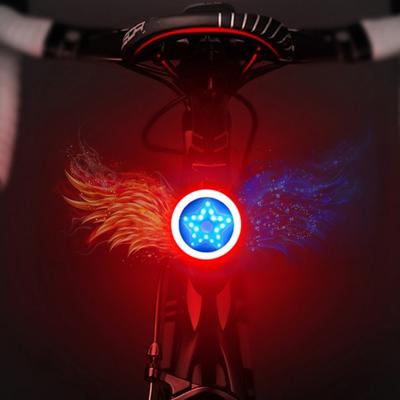USB opladen rood blauw kleur paardrijden licht achterlicht veiligheidswaarschuwing licht (pentagram stijl)
