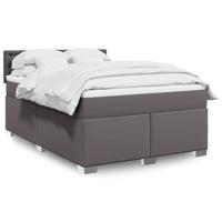 Boxspring met matras kunstleer grijs 140x190 cm