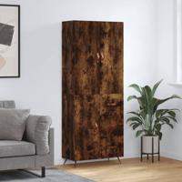 Hoge kast 69,5x34x180 cm bewerkt hout gerookt eikenkleurig