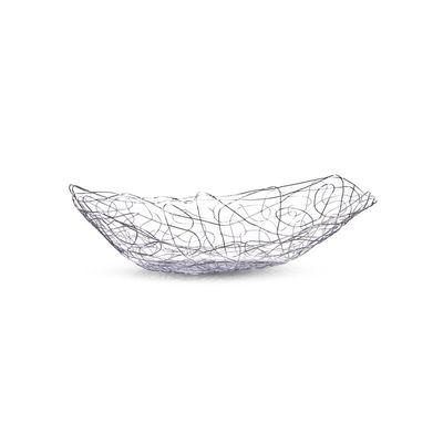 Fruitschaal/fruitmand rechthoekig zilver metaal 33 x 19 cm