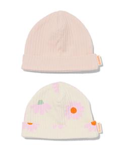 HEMA Baby Mutsen Rib Met Bamboe Bloemen - 2 Stuks