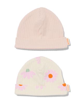 HEMA Baby Mutsen Rib Met Bamboe Bloemen - 2 Stuks